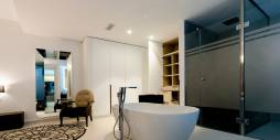 Luxury bathroom with freestanding bathtub